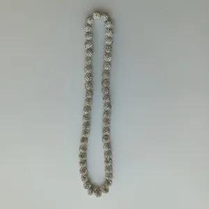 Sparkly rhinestone disco ball bead necklace detailed view showing crystal pave texture