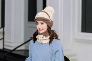 Winter women's knitted warm hat fleece thickened windproof riding cap with breathing valve