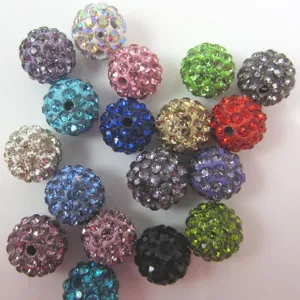 Polymer Clay Pave Rhinestone Disco Ball Loose Beads Round Straight Hole Spacer Beads For DIY Jewelry Craft Bracelets Making Accessories