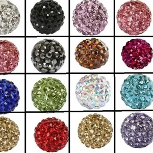 Colorful polymer clay rhinestone Shamballa beads for DIY bracelet and jewelry making.
