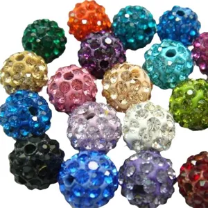 Colorful pave crystal clay Shamballa beads for DIY bracelet jewelry making accessories