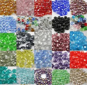 6mm Cuentas de Vidrio de Cristal Facetadas Rondelle Coloridas DIY Pulsera Joyería