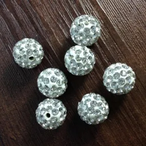 White Shamballa Clay Rhinestone Disco Ball Beads Loose Beads For DIY Jewelry Making Bracelet Necklace Accessories