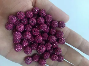 10mm rhinestone clay shamballa beads half hole purple crystal loose beads for DIY jewelry making