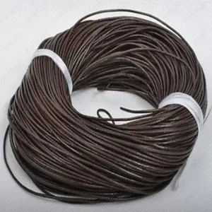 Bobine de cordon cuir rond marron 1.5mm pour colliers bracelets bijoux accessoires fabrication.