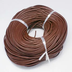 Cordon en cuir marron rond 1.5mm pour accessoires de fabrication de bijoux de collier