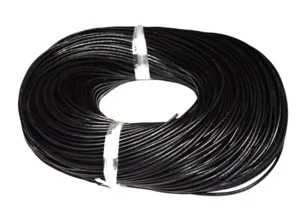 1.5mm 100 yards cordon en cuir rond noir corde pour collier bracelet fabrication de bijoux