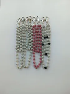 Collection of various 12mm rhinestone encrusted clay bead chains with metal clasps