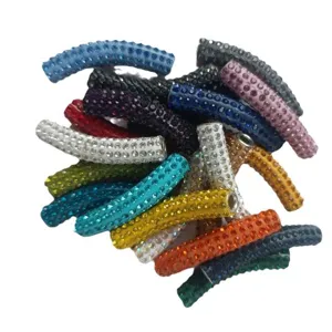 45mm Strass Gebogene Röhre Abstandshalter Perlen Bunte Ton DIY Schmuck Armband Halskette