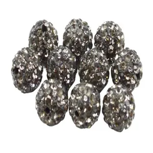 10mm full rhinestone clay shamballa beads dark grey disco ball loose beads for DIY jewelry making