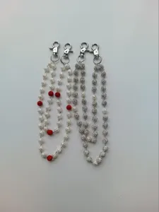 Detailed macro view of 12mm beaded hip hop pants chains featuring clay rhinestone balls