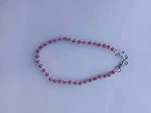 Pink rhinestone bead chain pant chain with metal lobster clasp for fashion jewelry.