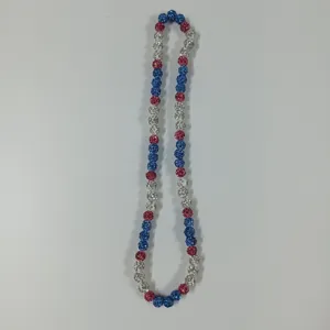 Colorful rhinestone polymer clay ball shamballa necklace elastic beaded chain detail view