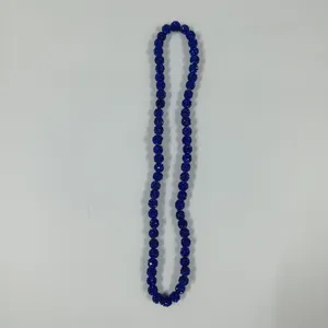 Detailed view of blue sparkling shamballa disco ball bead necklace strand for stylish jewelry.