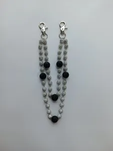Double strand 12mm rhinestone bead chain with silver lobster clasps for pants or bags