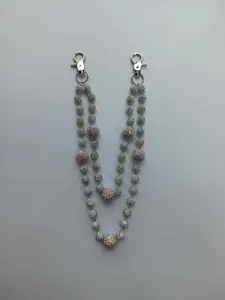 Double-layered hip hop trouser chain with shimmering rhinestone beads and silver hooks