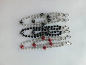 Set of shimmering 12mm rhinestone clay bead chains for hip hop jeans or waist bags