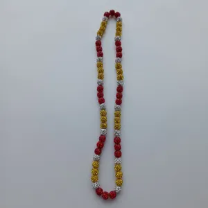 Detailed view of the Shamballa crystal clay bead necklace with colorful rhinestone elements.