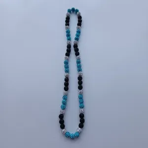 Shamballa rhinestone clay bead necklace blue black silver sparkly jewelry accessory trendy item
