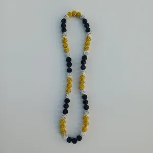 Close-up detail of the colorful rhinestone shamballa bead necklace showcasing fine craftsmanship.