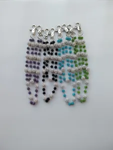 Detailed view of colorful 12mm rhinestone disco ball chains for pants and bags.