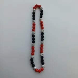 Red black and silver crystal rhinestone shambhala bead necklace for women fashion jewelry