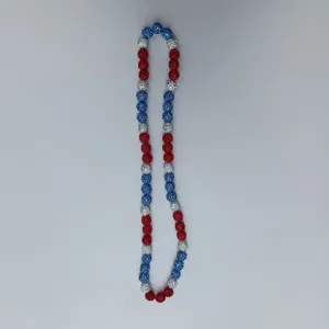 Red White Blue Rhinestone Shamballa Beaded Necklace Sparkling Crystal Fashion Jewelry