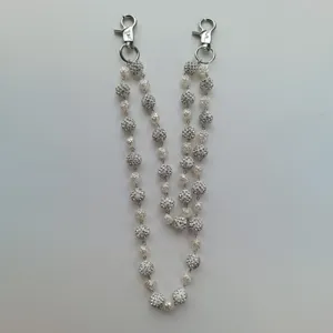Hip-hop 12mm rhinestone disco ball pant chain with silver lobster clasps for jeans