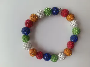 Colorful crystal rhinestone shamballa bracelet 10mm elastic beaded jewelry for women daily wear