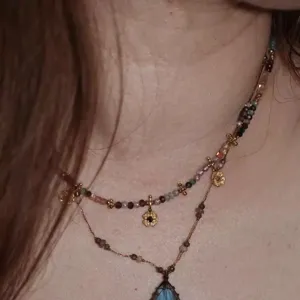 Collar y Pulsera de Cuentas de Turmalina de Piedra Natural Colorida Trébol de Cuatro Hojas Flor Joyería Bohemia Para Mujer