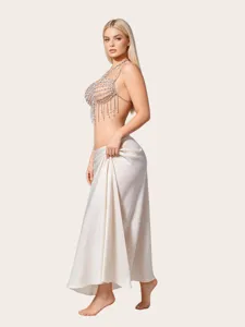 Splendida catena per corpo in strass di cristallo, design nappa halter per festa.