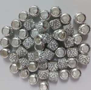 7x9mm Perles à Gros Trou en Strass Blanc Shamballa Espaceur pour Bricolage Bijoux