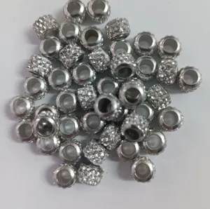 Perles strass argentées gros trou DIY espaceurs charmes fabrication de bijoux accessoires
