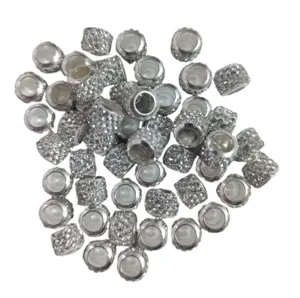 Perles entretoises en strass argenté 7x9mm grand trou métal DIY fabrication de bijoux