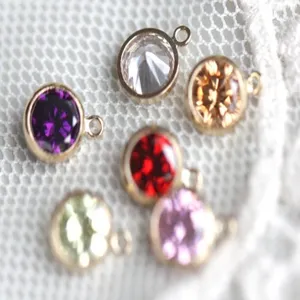 Colgantes de circón checo de colores de 6mm con anillos chapados en oro 14k para joyas DIY