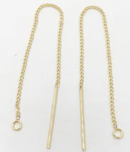14k vergoldete lange Ohrkette Kette mit geradem Nadeldesign, filigraner Schmuckzubehör.
