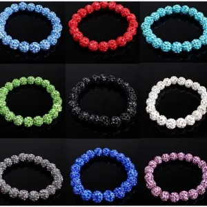 Colorful Clay Rhinestone Shamballa Bracelet Sparkling Crystal Disco Ball Beaded Stretch Bracelet Fashion Jewelry