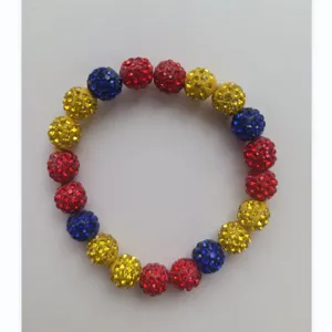 Colorful crystal rhinestone disco ball stretch shamballa beaded bracelet fashion jewelry for women