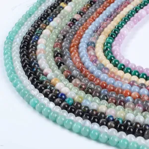 Naturstein Lose Perlen Granat Mondstein Polierte Runde Facettierte Perlen Für DIY Schmuckherstellung Armband Halskette Zubehör