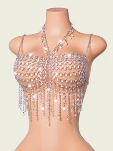 Catena da corpo in cristallo reggiseno imbracatura frange collana festival gioielli moda