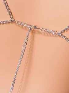 Catena da corpo in metallo argentato da donna, gioiello da vita alla moda per festa.