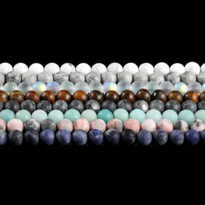 Natural stone round beads for DIY bracelet making in various matte and glossy finishes