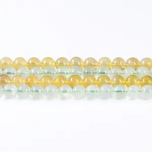Perle di fluorite naturale gialla e verde di alta qualità per la creazione di gioielli
