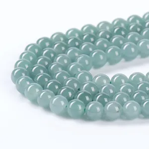 Cuentas sueltas redondas de jadeíta azul natural de alta calidad para joyería hecha a mano