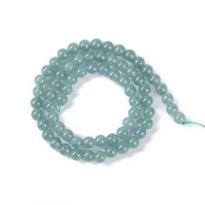 Cuentas redondas de jadeíta natural 7A azul agua para la creación de joyas DIY de lujo