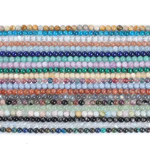 Sortierte runde Natursteinperlen in verschiedenen Farben für DIY-Schmuck und Armbänder
