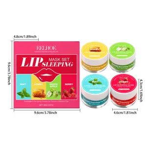 Vista detallada del juego de mascarillas labiales EELHOE con las medidas exactas.