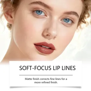 Close-up detail shot showcasing the velvety matte texture and smooth finish of the moisturizing lip gloss.
