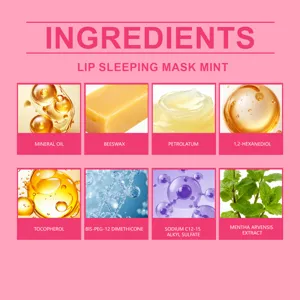 Mascarilla labial de noche menta ingredientes detalle infografia hidratante cuidado