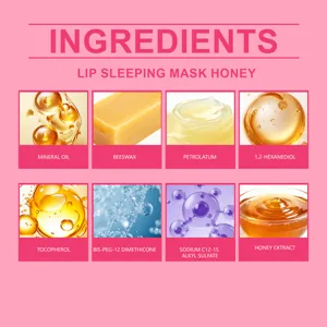 Vista detallada de los ingredientes de la mascarilla labial con aceite mineral y miel.
